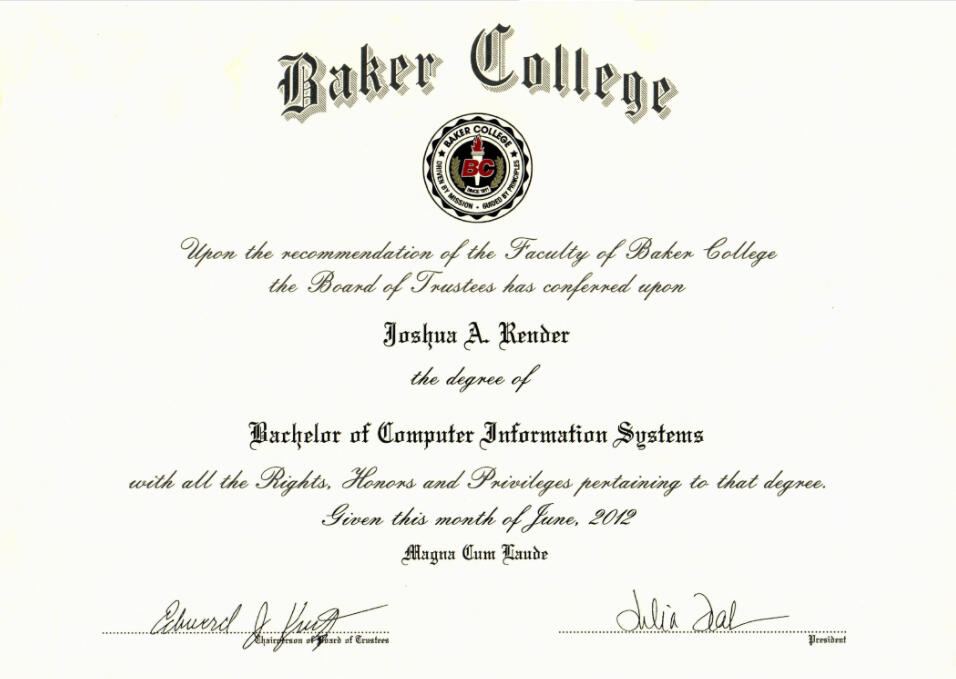 Baker College Diploma